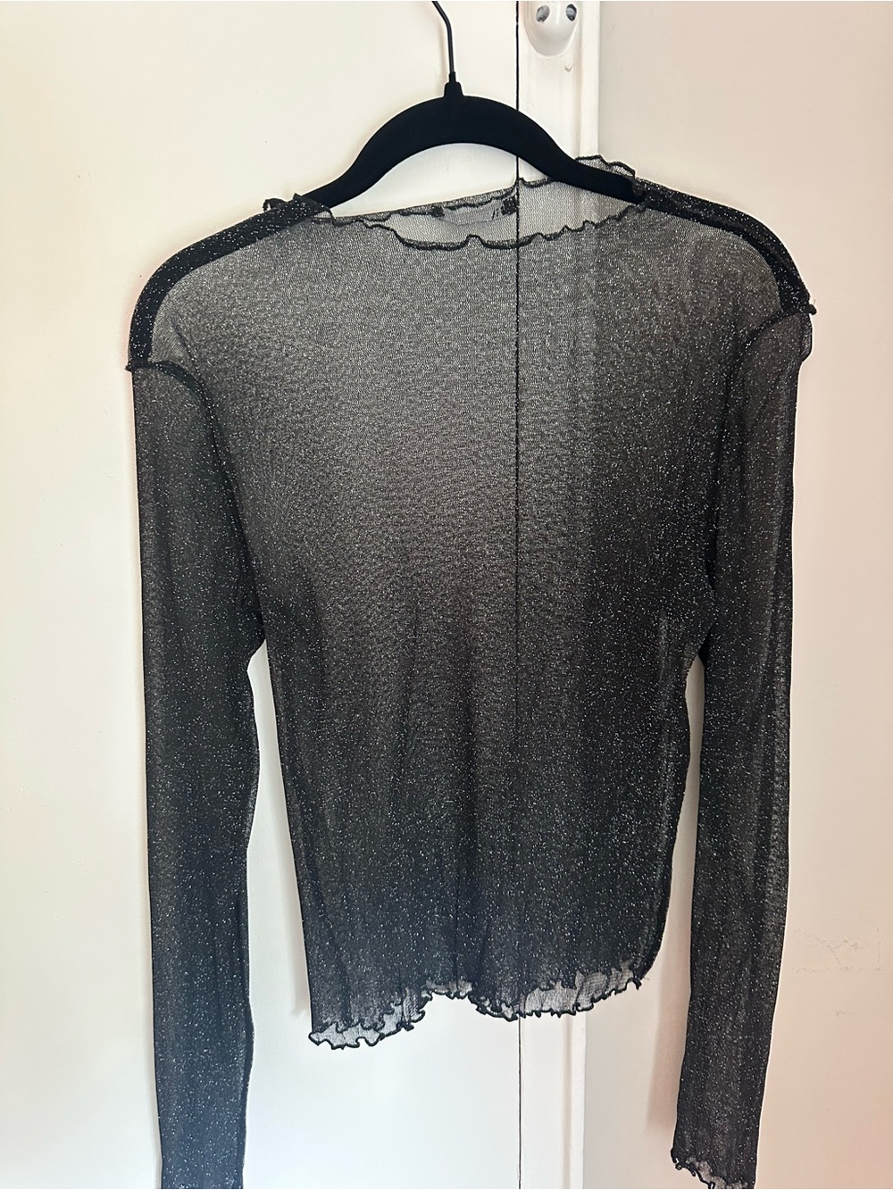 Zara Sheer Metallic Long Sleeve Shirt, Size L